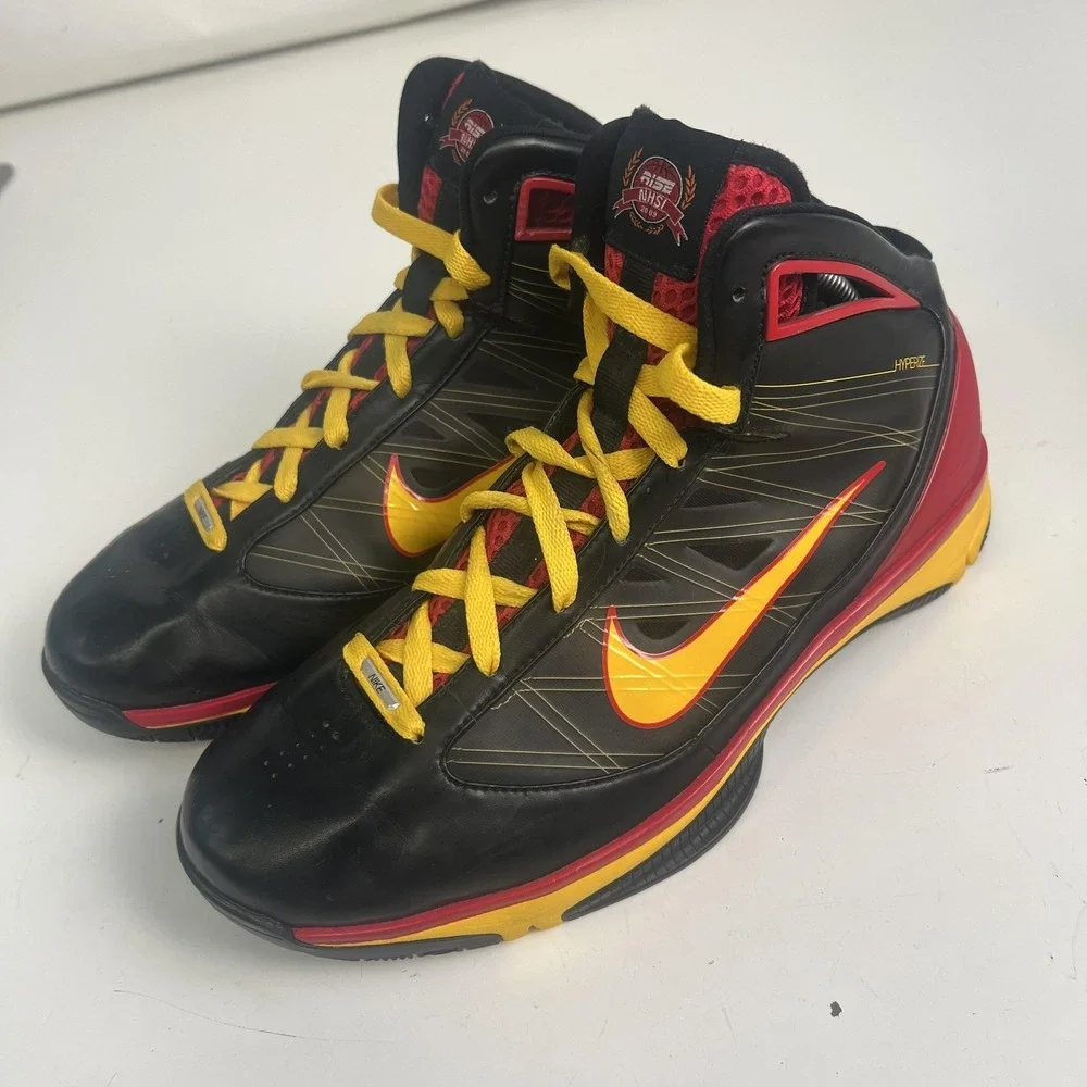 Nike Hyperize Rise NHSI 2009 Promo Shoes Mens Size 9 Black Yellow Basketball
